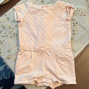 Chloe Pale Pink SS Eyelet Romper sz12M